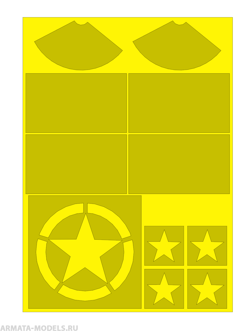 AM35561 Маска окрасочная +трафарет для звезд + маски для имитации стеклоочистителей