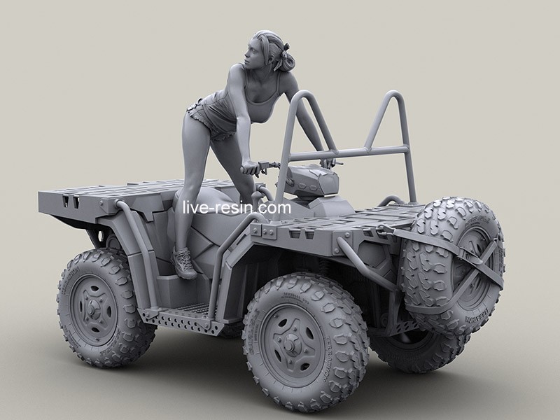 LRM35033 Девушка на квадроцикле оглядывающаяся назад (рекомендуется с моделью квадроцикла Live Resin LRE-35318) Опционально - мотошлем