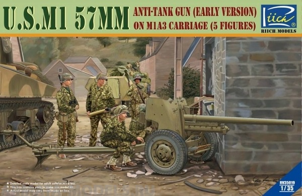 RV35019 Американская 57-мм противотанковая пушка M1 на лафете M1A3 (ранняя версия) Riich Models