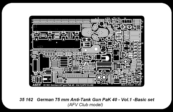 ABR-35 162  Дополнения для  German 75mm Anti-Tank Gun PaK40- vol. 1- basic set для AFV Club 1/35