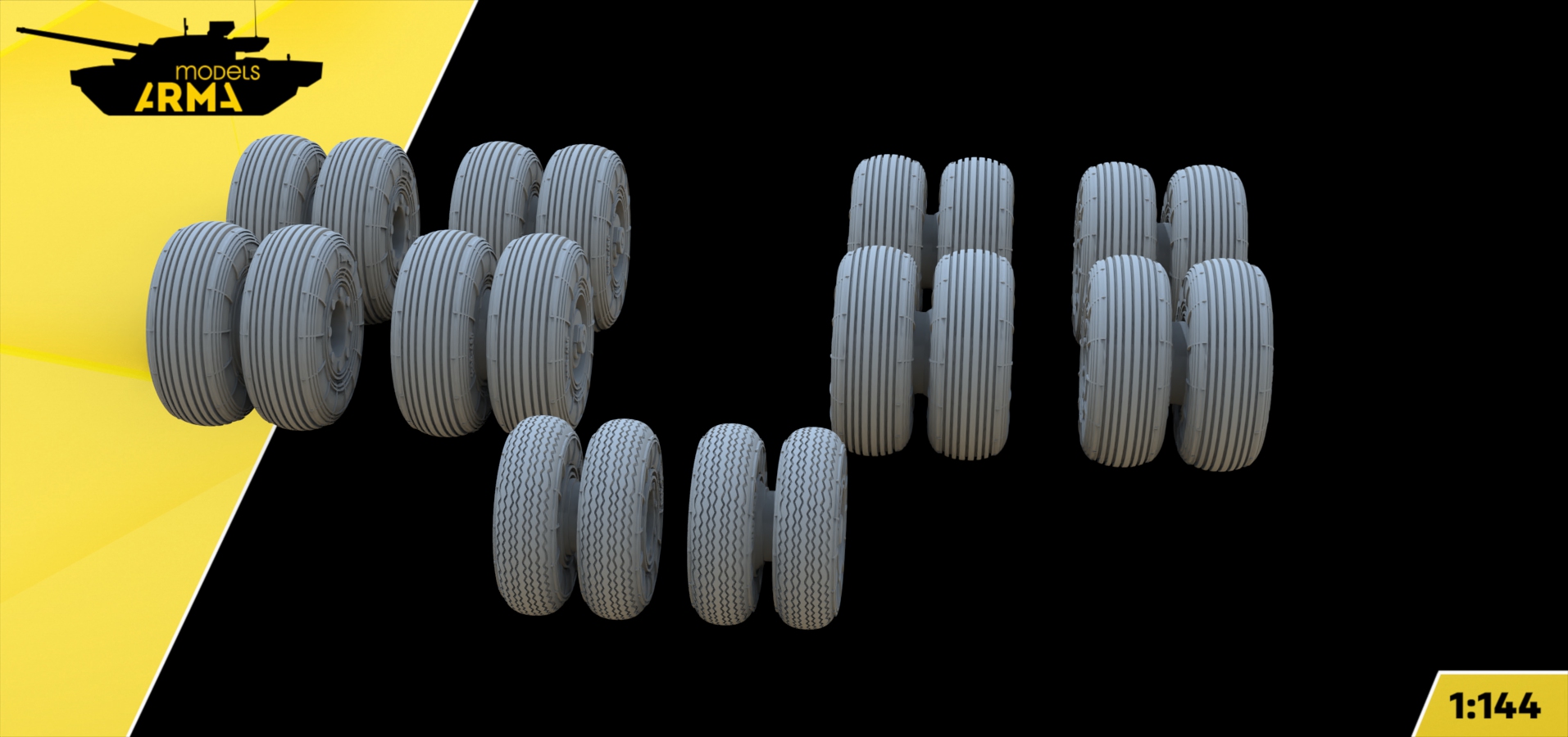 AM144207 Высокодетализированные колеса под нагрузкой для Ил-76 