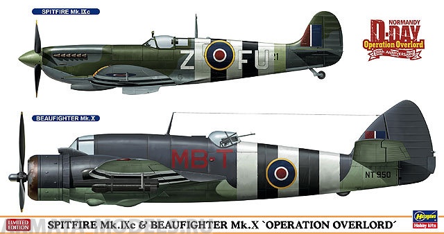 02087 (02087-0) SPITFIRE Mk.IXc/ BEAUFIGHTER Mk.X OPERATION OVERLORD (Two kits) Hasegawa