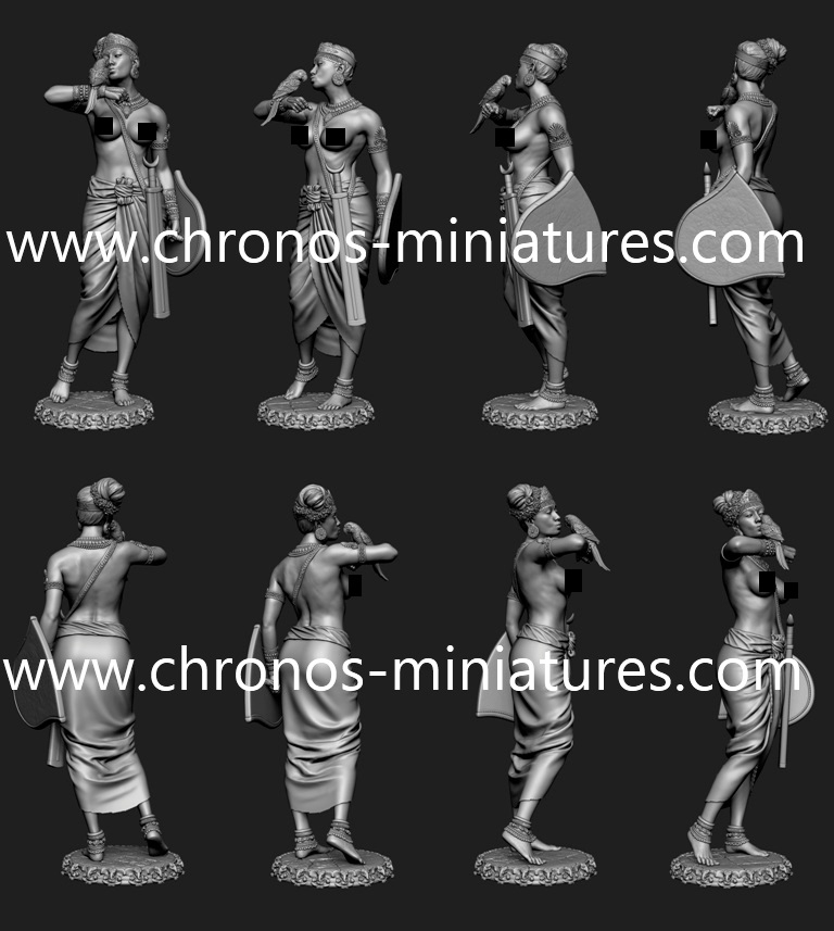 CHM-75061. Индийская женщина-телохранитель, 4-2 века до н.э. Материал - смола. Chronos Miniatures