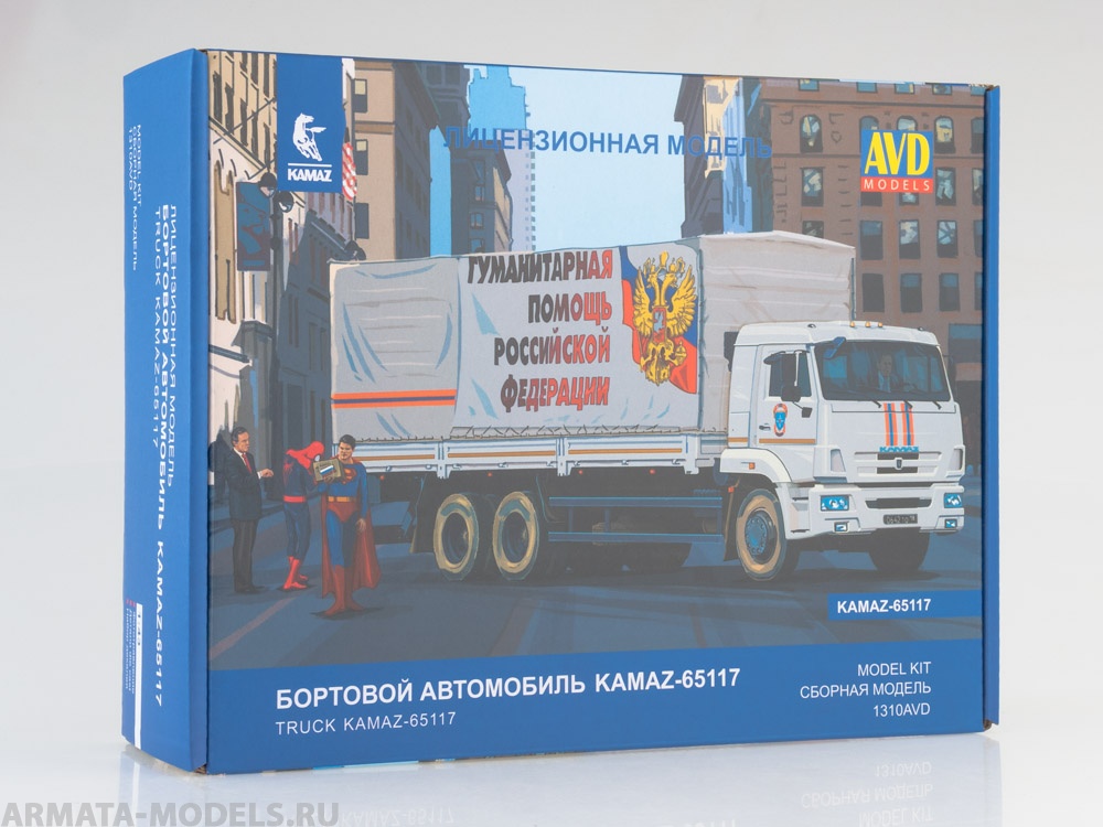 1310AVD Сборная модель КАМАЗ-65117 бортовой с тентом (рестайлинг) AVD Models