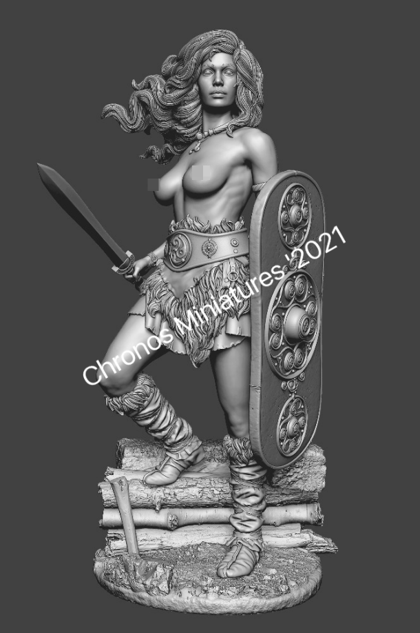 CHM-54249. Миры Фэнтези: Кельтская женщина-воин. 54 мм. Материал - смола. Chronos Miniatures