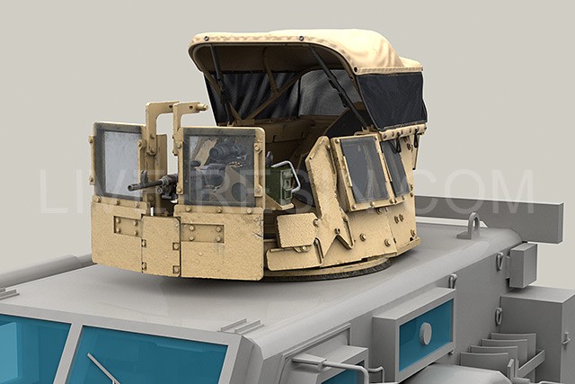 LRE35229 Бронированная башня для бронетехники Корпуса Морской Пехоты США MCTAGS cо складной крышей от солнца и дождя Ibis Tek и пулеметом M240B 7.62 мм.
