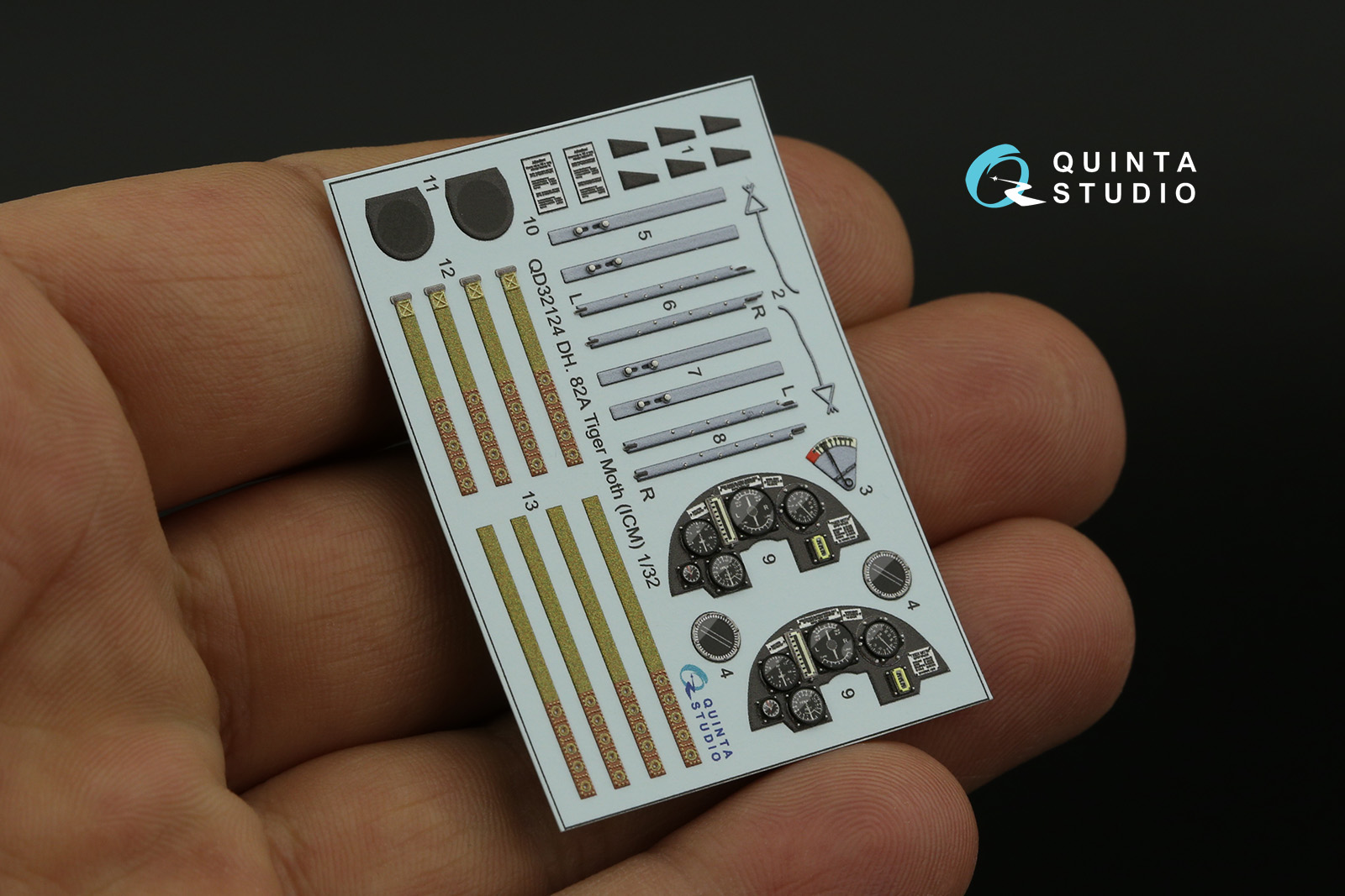 QD32124 3D Декаль интерьера кабины DH 82A Tiger Moth (ICM)