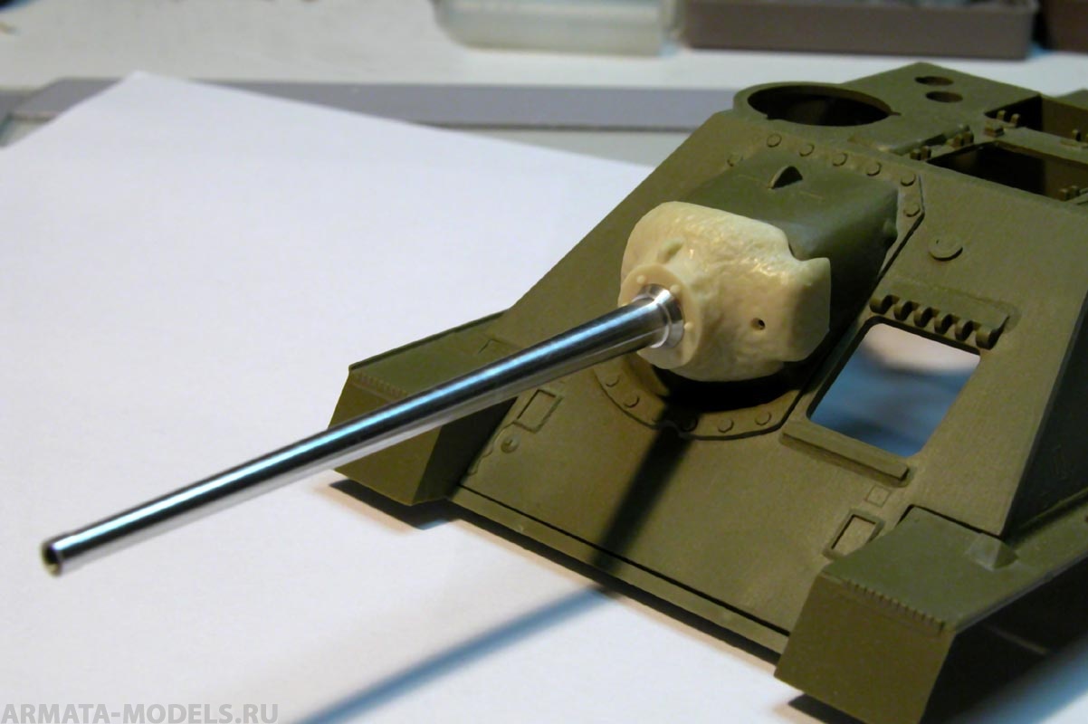 3543-2MP 85 мм ствол Д-5С с бронемаской. СУ-85 Tamiya №3572