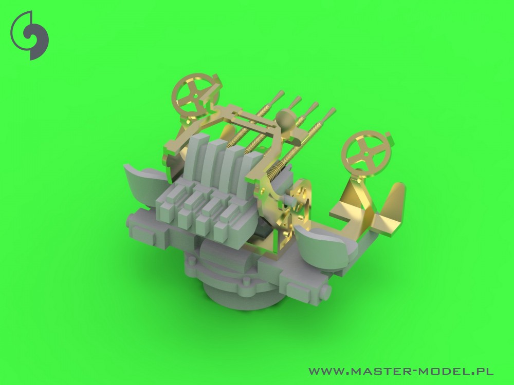 SM-350-104 French Quad Mount Hotchkiss 13,2 мм / 76 (0,52 дюйма) Модель 1929 - (смола, полиэтилен и токарные детали) - (4 шт.)