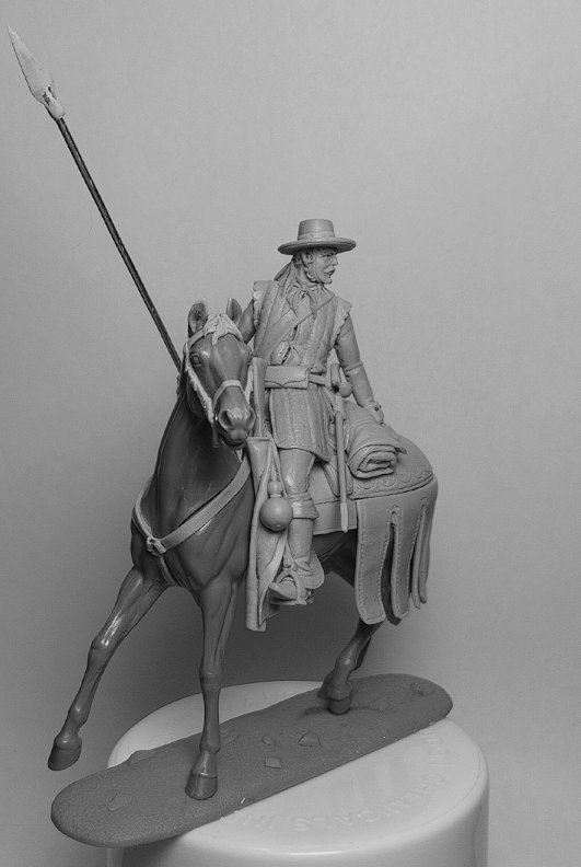 CHM-54377. Драгун Испанской Колониальной Пограничной Жандармерии, Северо-Западная граница Мексики, 1770-1820 гг. 54 мм. Материал - смола. Chronos Miniatures