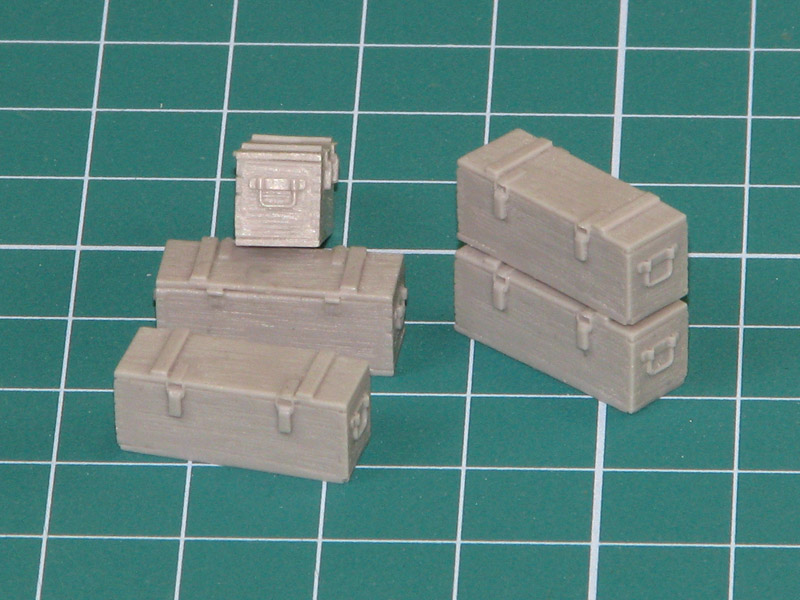 E-014 Дополнения для моделей Wooden ammo boxes for 5 cm, Kw.K.39  (PzKpfw III) Set contains following elements in 1/35 scale: 5 resin parts.