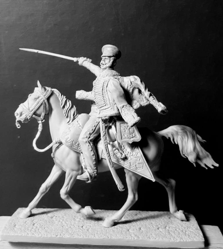 CHM-54233(М). Обер-офицер армейских гусарских полков, Россия 1812-14 гг.  54 мм. Материал - белый металл. Chronos Miniatures