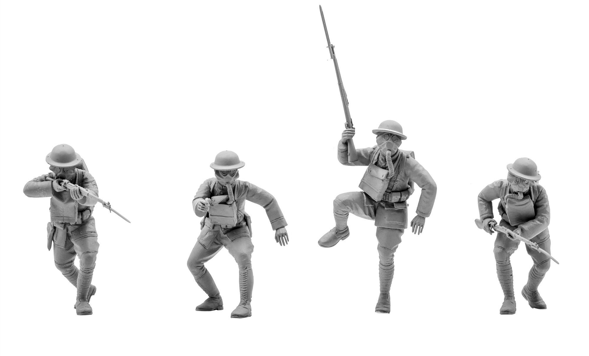 35704 Фигуры, Пехота США в противогазах (1918 г.) ICM