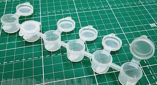 1573J Баночка для хранения и колеровки краски,  5 мл, герметичная крышка, набор 6 шт.,