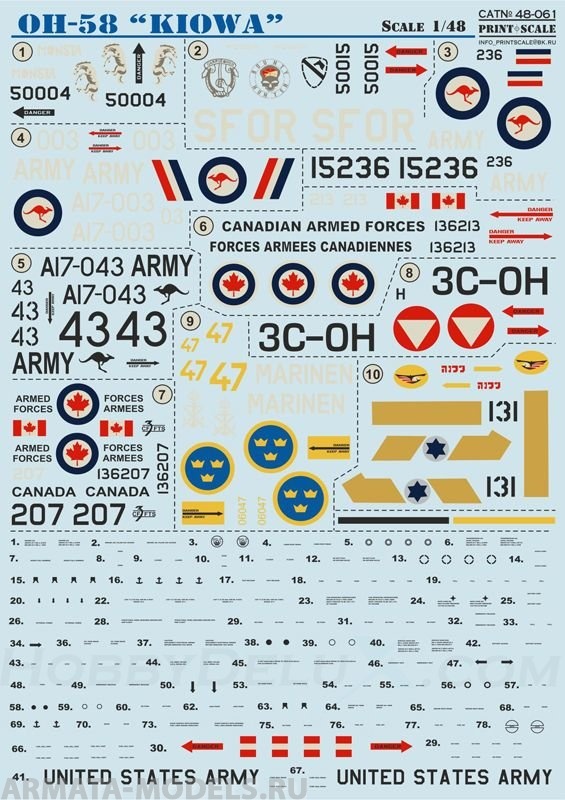 PS48-061 Декаль  Kiowa Helicopter  Part 2