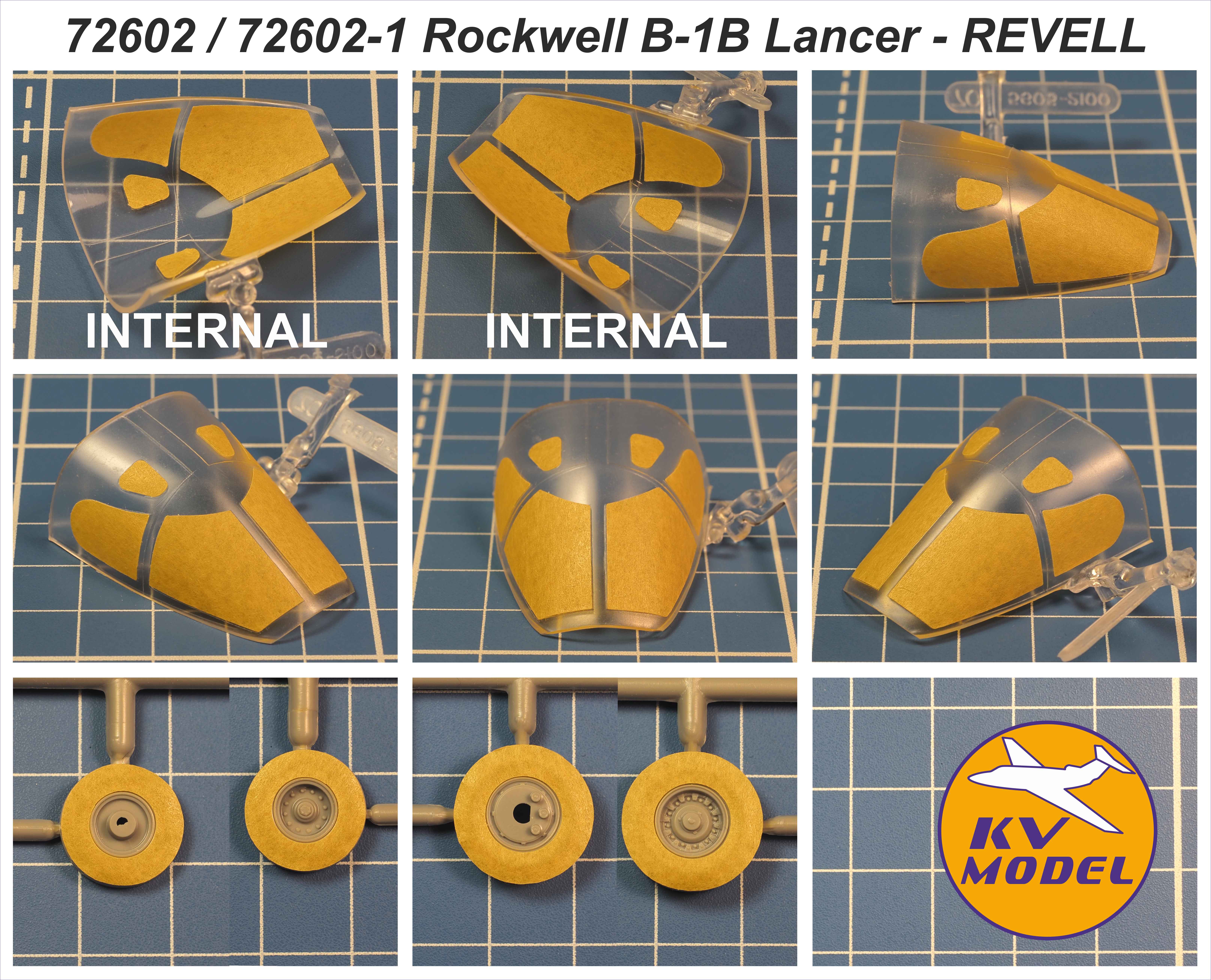 72602-1KV Окрасочная маска Rockwell B-1B Lancer (REVELL #04307 / MONOGRAM #5605, #5606, #85-5606) -  (Double-sided) + маски на диски и колеса