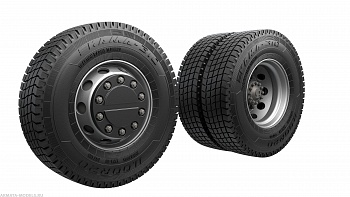 ARM35374 КамАЗ-43253 Набор шоссейных колес без нагрузки КАМА-310(евро) (6 штук+запаска+балка)  