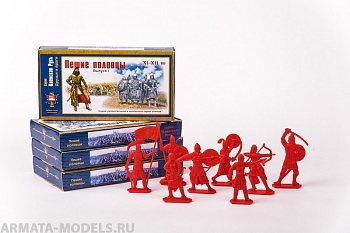 WAB001Red Набор фигур Пешие половцы (красный)