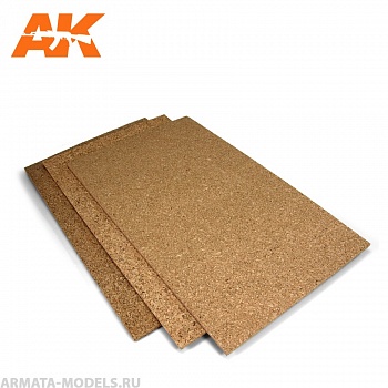 AK8052 Пробковый лист CORCK SHEETS - FINE GRAINED - 200 x 290 x 6mm (1 SHEETS)