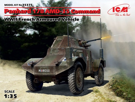 35375 Командирская машина Panhard 178 AMD-35, Французский бронеавтомобиль II МВ ICM