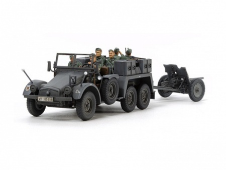 32580T Немецкий 6x4 Towing Truck Kfz.69 - w/3.7cm Pak с шестью фигурами и 3,7 см пушкой Tamiya