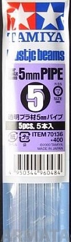 70136T Пластиковые трубки (круглые прозрачные) диаметром 5мм длиной 40см (5шт), полистирин