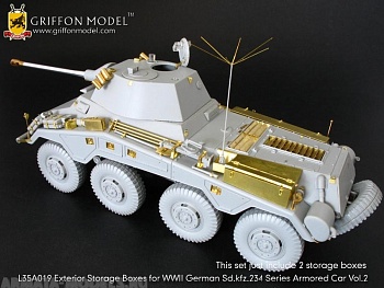 L35A019GR Exterior Storage Boxes for WW II German Sd.Kfz.234 Series Armored Car Vol.2 (for Dragon 6221/6256 Kit) 1/35