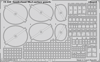 72552 Фототравление Sunderland Mk.I surface panels   для модели фирмы Italeri