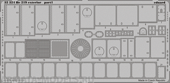 32324	Фототравление He 219 exterior  для модели фирмы Ревелл
